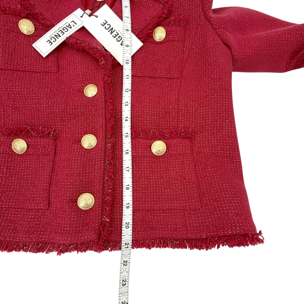 L'AGENCE Sylvia Collared Jacket in Garnet Red &amp; Copper 2