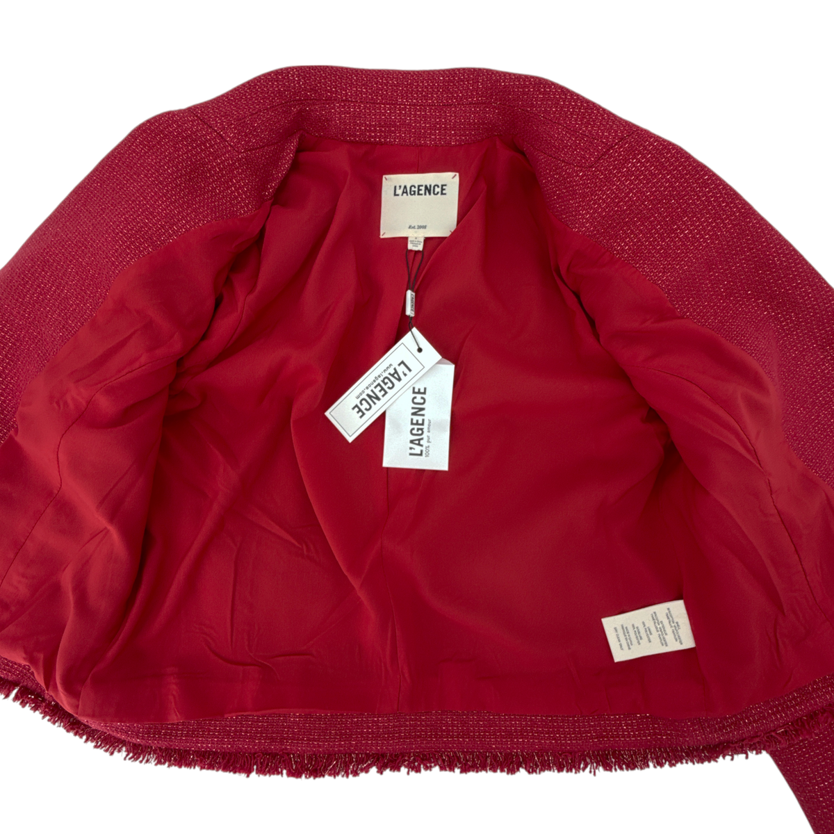 L'AGENCE Sylvia Collared Jacket in Garnet Red &amp; Copper 2