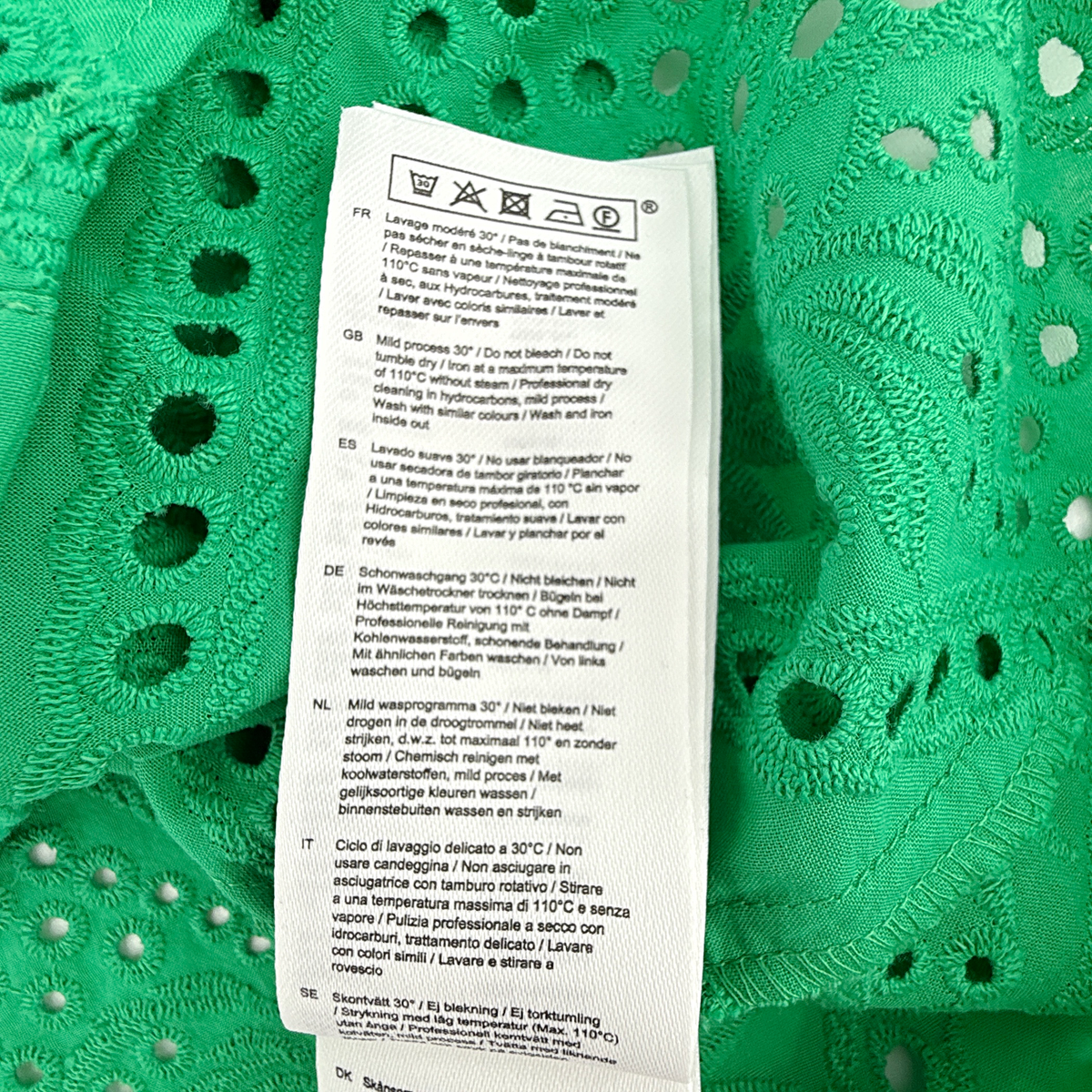 MAJE Ciggy Cotton Eyelet Shirt in Green 3|L