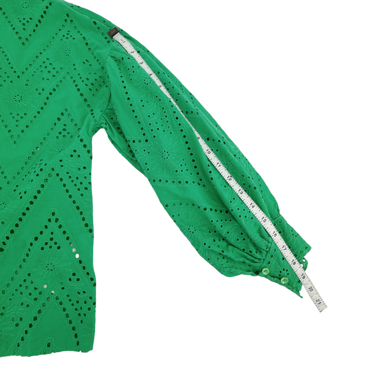 MAJE Ciggy Cotton Eyelet Shirt in Green 3|L