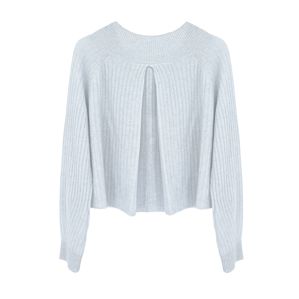 NAADAM Coastal Cashmere Cropped V-Neck Sweater in Pale Blue XS