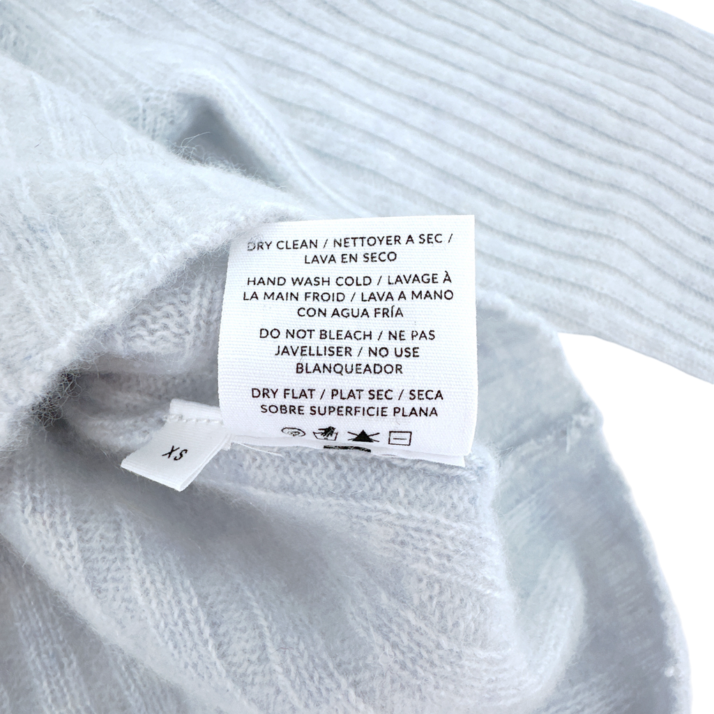 NAADAM Coastal Cashmere Cropped V-Neck Sweater in Pale Blue XS