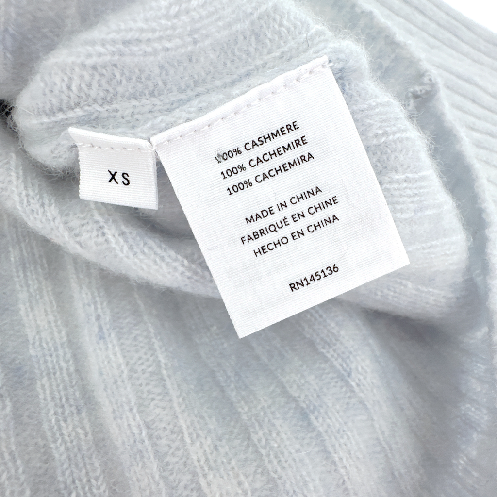 NAADAM Coastal Cashmere Cropped V-Neck Sweater in Pale Blue XS