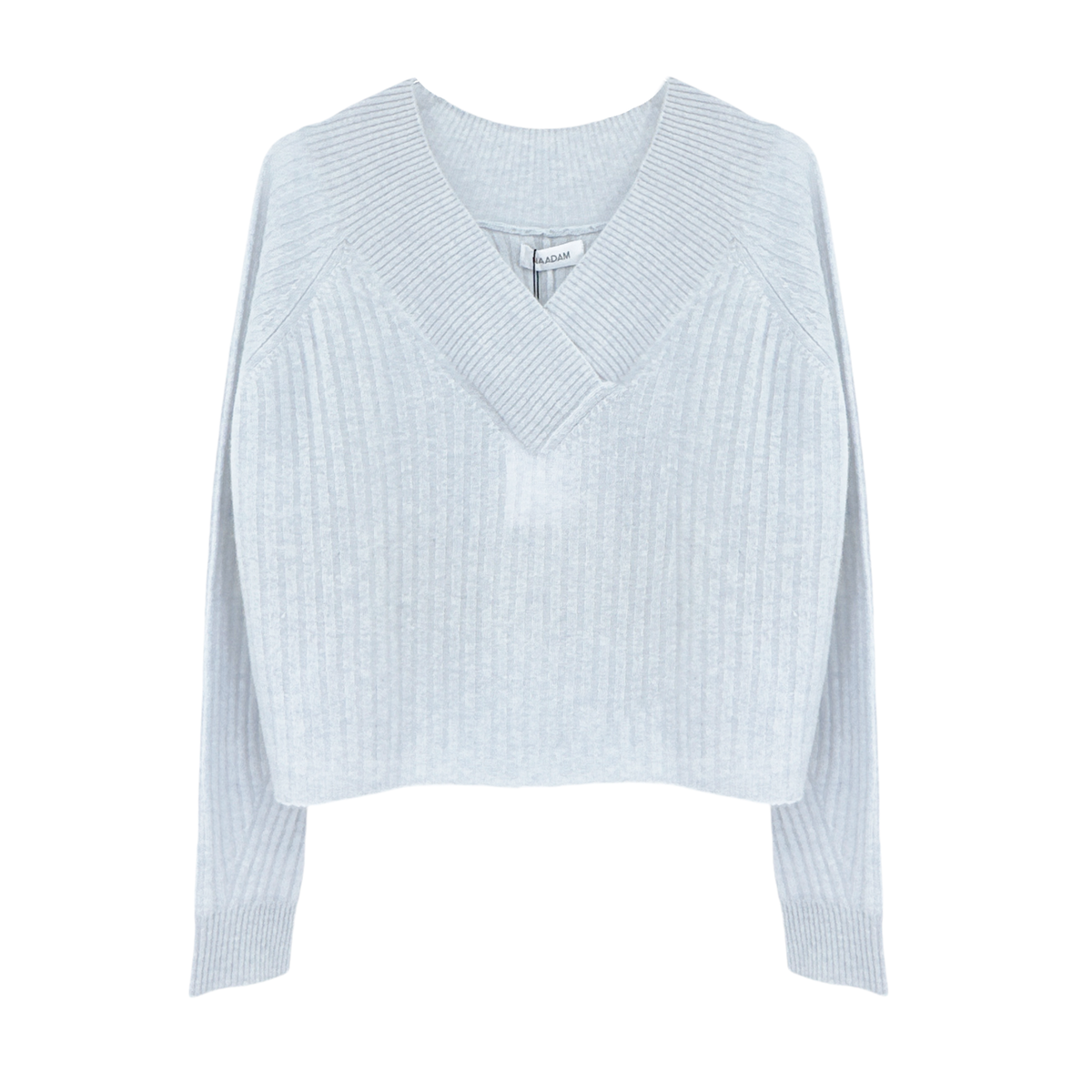 NAADAM Coastal Cashmere Cropped V-Neck Sweater in Pale Blue XS