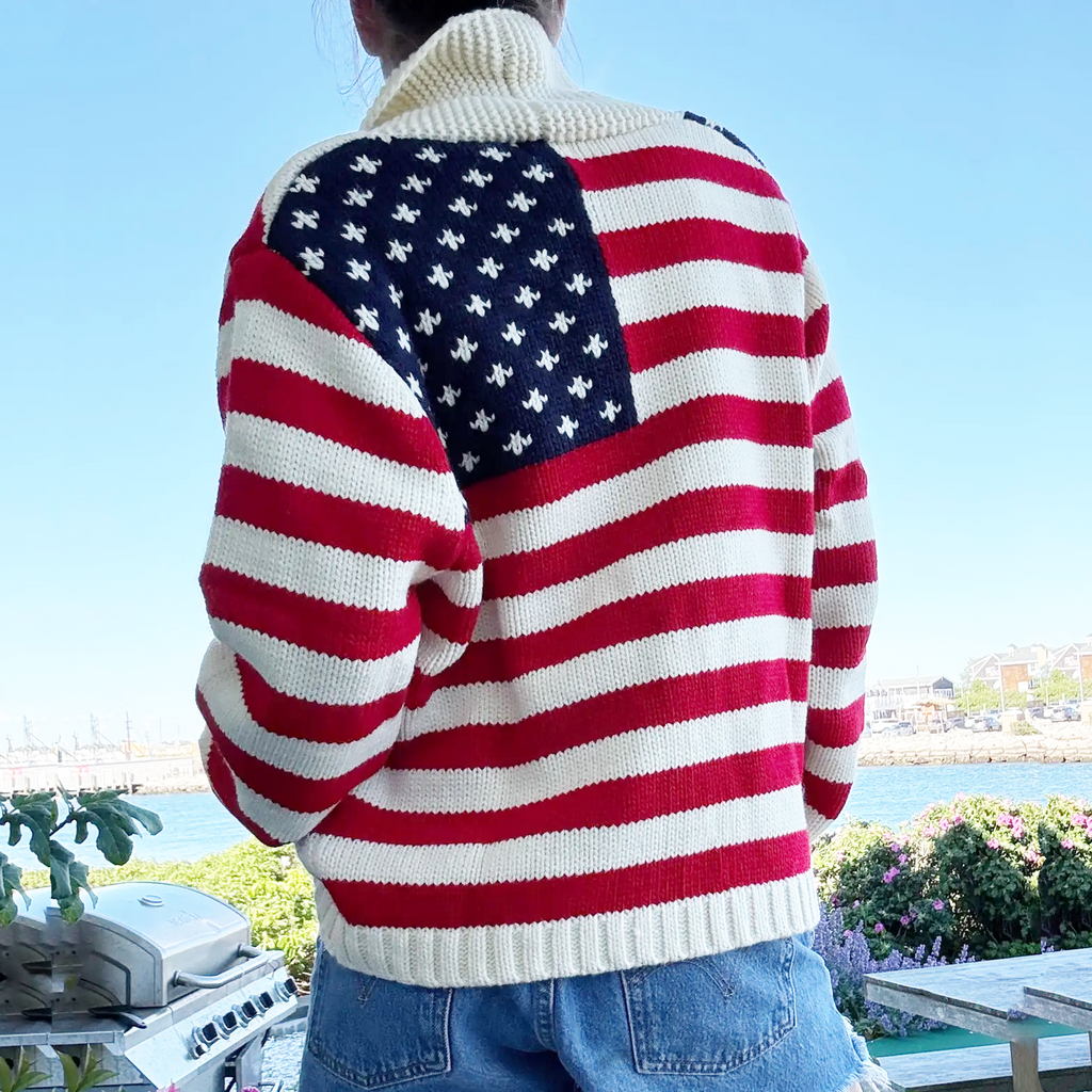 PINK PINEAPPLE Zip Varsity Flag Cardigan XS/S