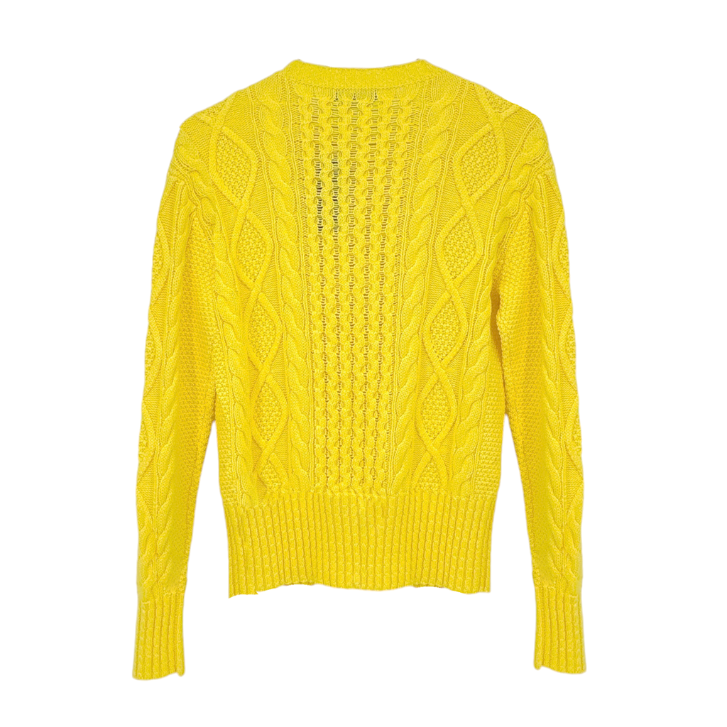 POLO RALPH LAUREN Cable-Knit Cotton Jumper in Yellow XS