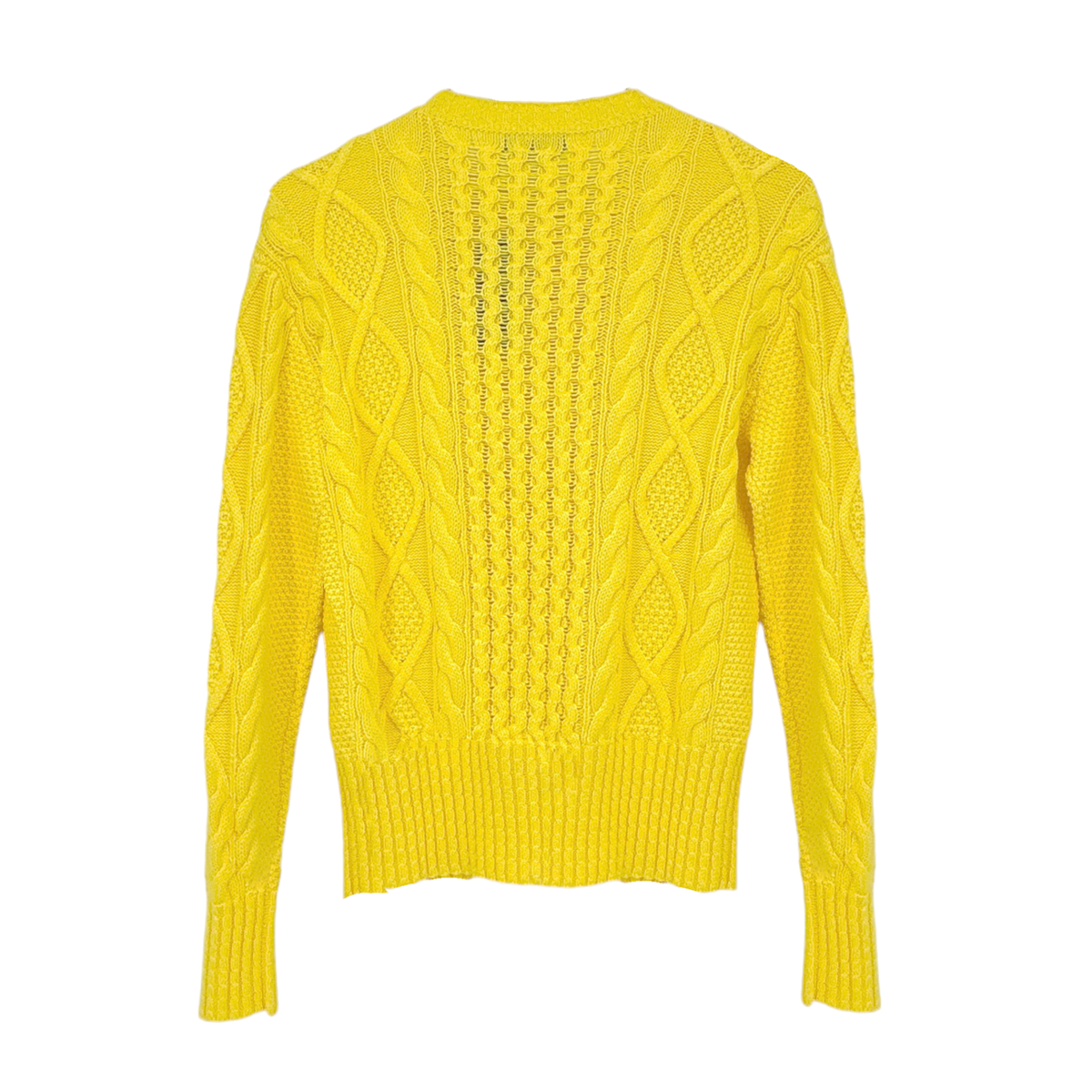 POLO RALPH LAUREN Cable-Knit Cotton Jumper in Yellow XS