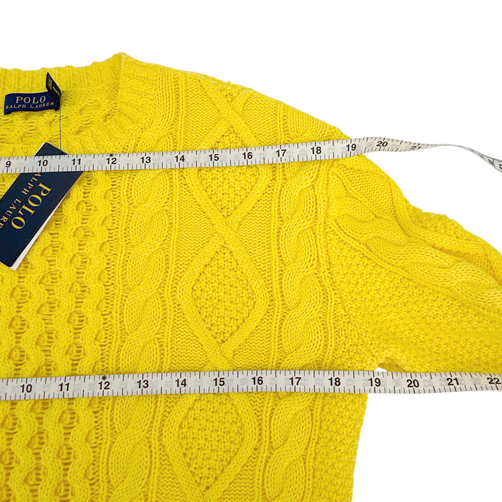 POLO RALPH LAUREN Cable-Knit Cotton Jumper in Yellow XS