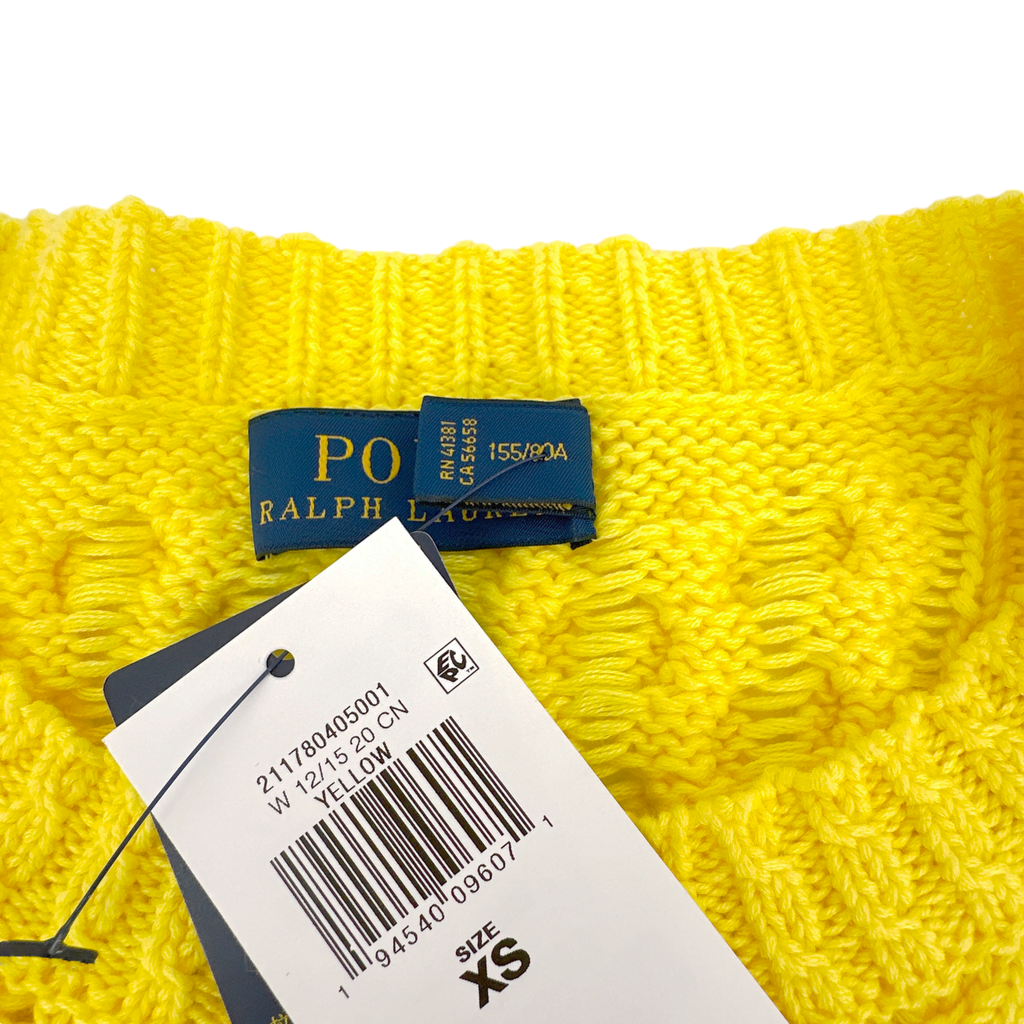 POLO RALPH LAUREN Cable-Knit Cotton Jumper in Yellow XS