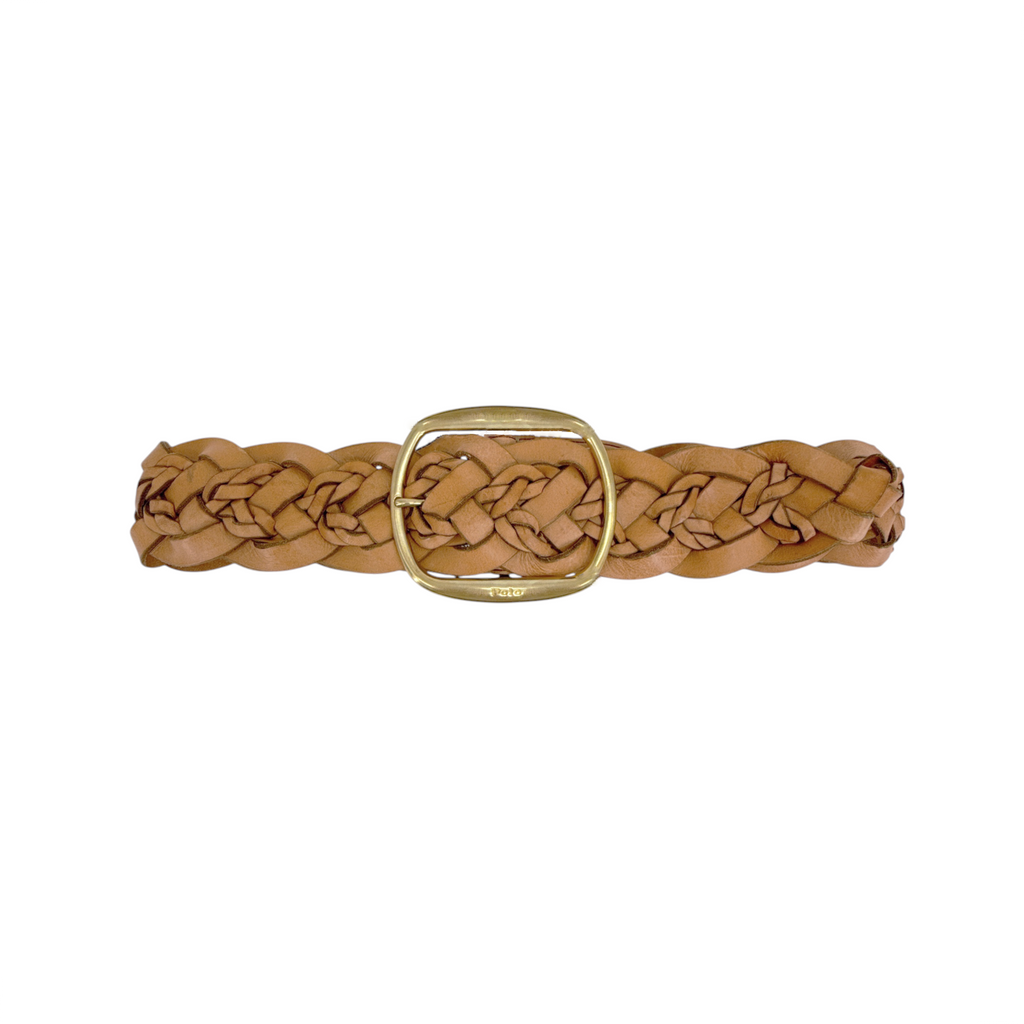 POLO RALPH LAUREN Double-Braided Leather Belt Natural S