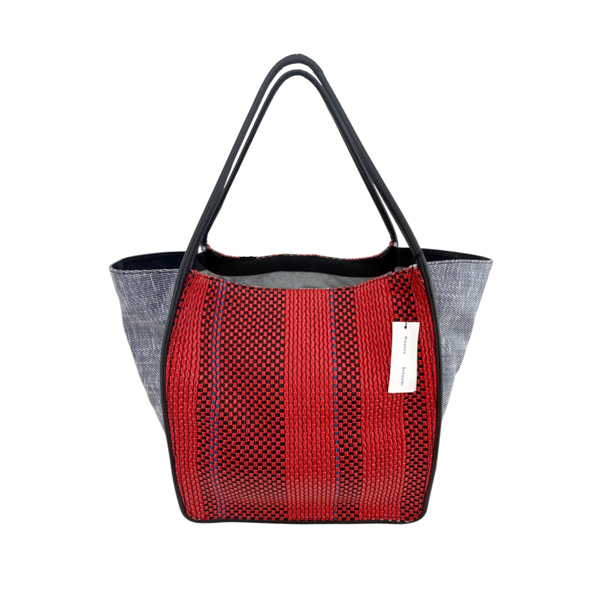 PROENZA SCHOULER XL Mixed Woven Tote Bag Red/Blue