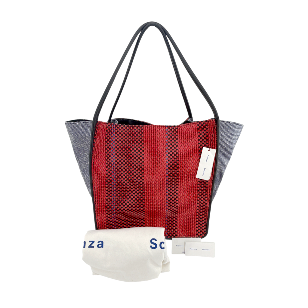 PROENZA SCHOULER XL Mixed Woven Tote Bag Red/Blue