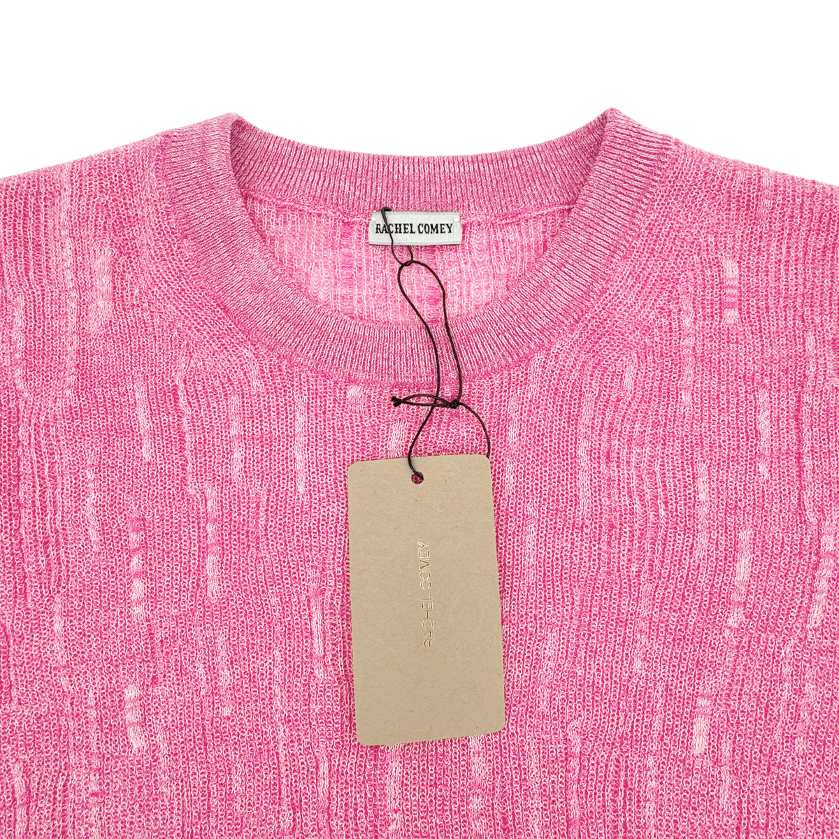 RACHEL COMEY Amares Crinkle Knit Sweater in Pink Marled S