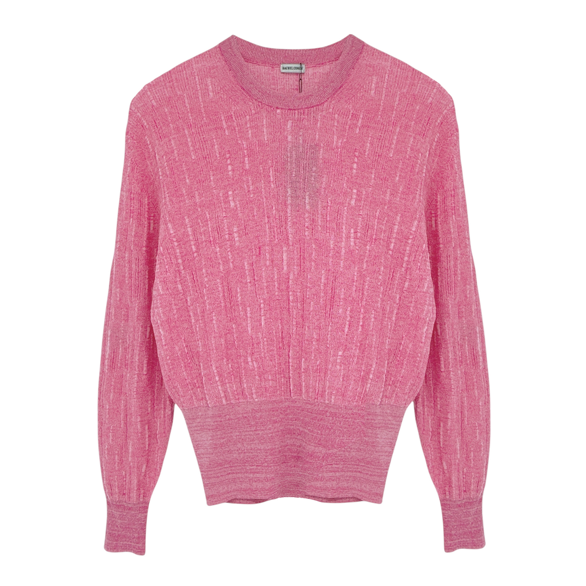 RACHEL COMEY Amares Crinkle Knit Sweater in Pink Marled S
