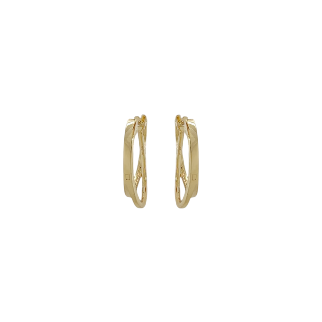 SHY Creation Diamond 14K Yellow Gold Crossover Hoop Earrings .21 CTW