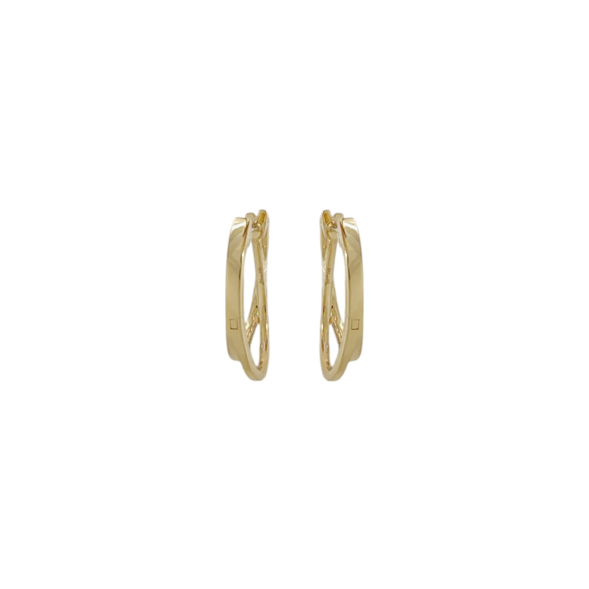 SHY Creation Diamond 14K Yellow Gold Crossover Hoop Earrings .21 CTW