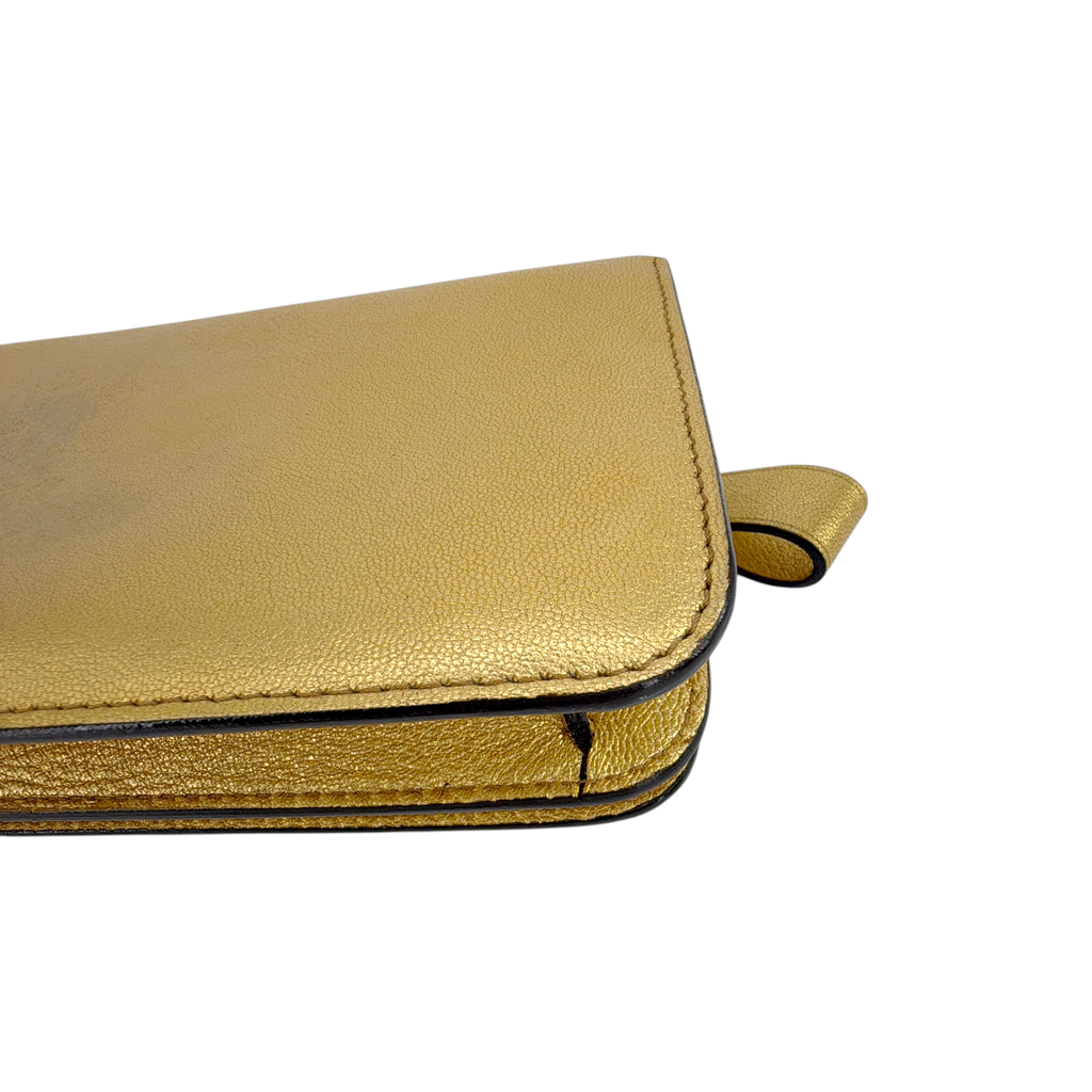 TOM FORD Jennifer Metallic Zip Clutch Bag Golden