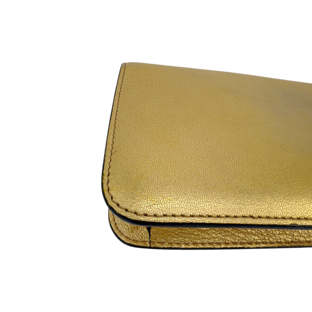 TOM FORD Jennifer Metallic Zip Clutch Bag Golden