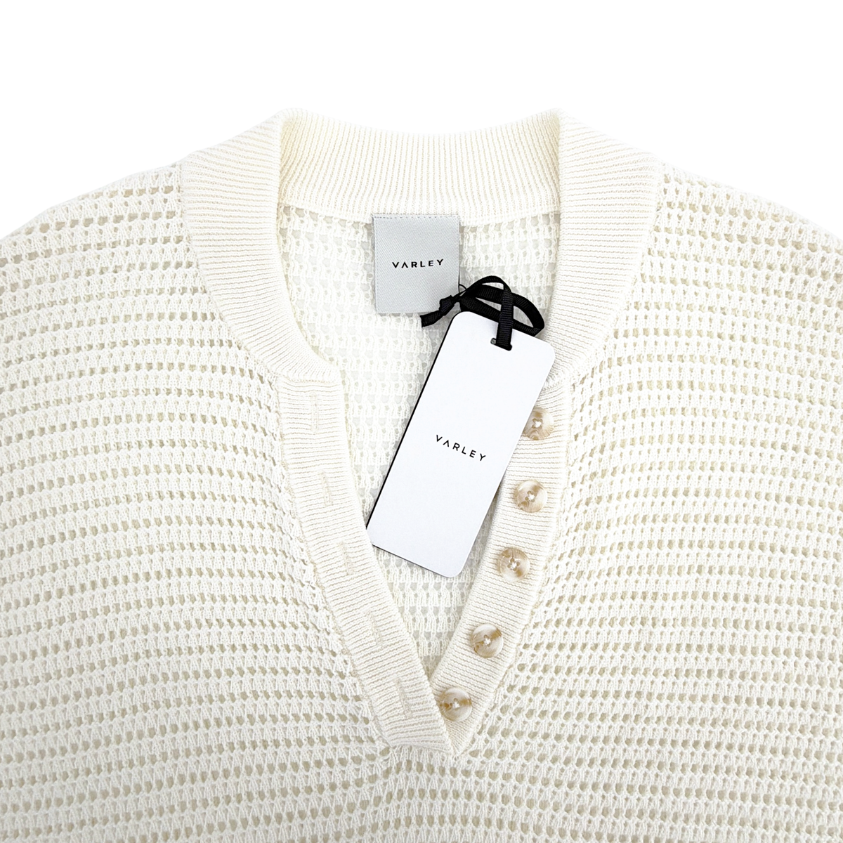 VARLEY Callie Knit Top in Egret XS