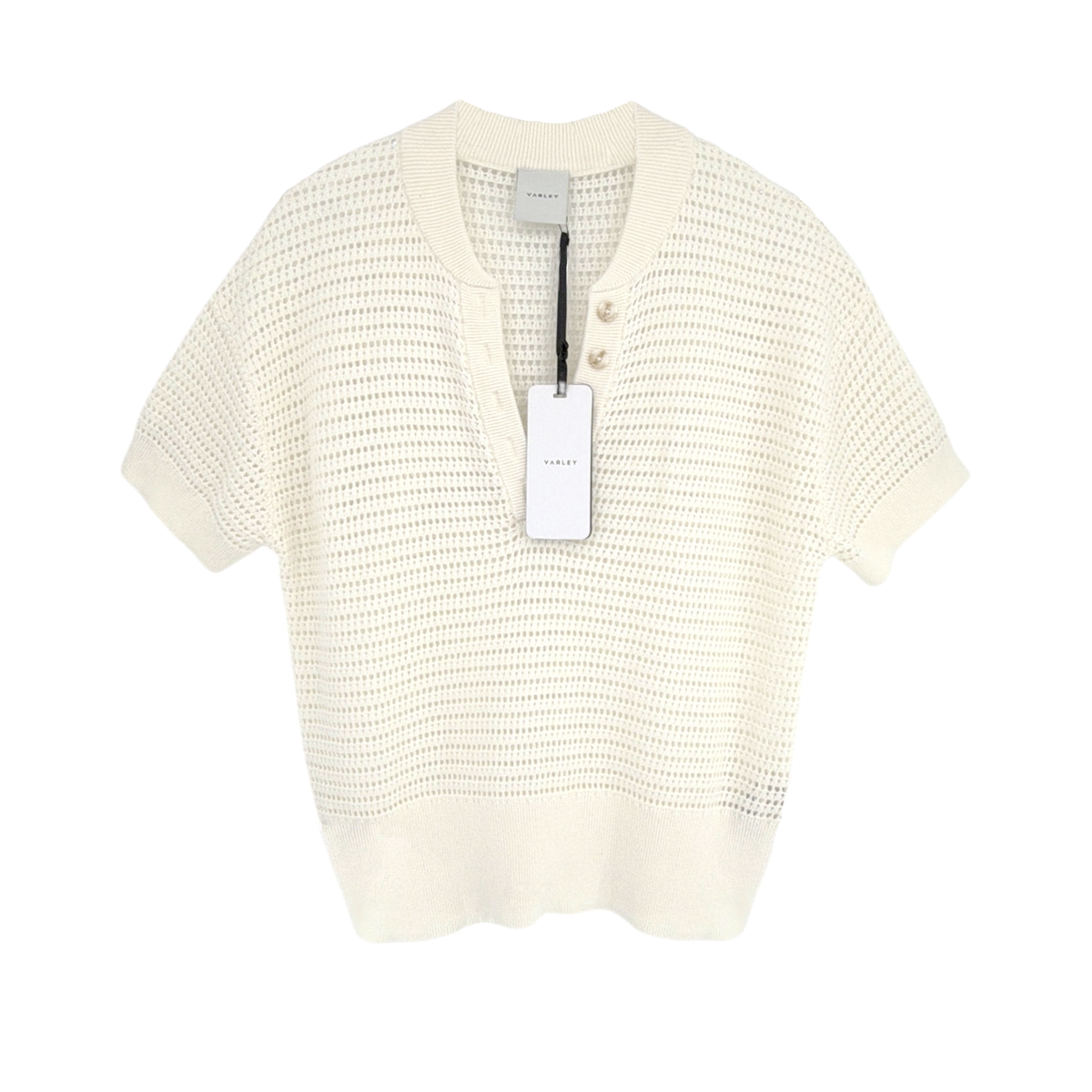 VARLEY Callie Knit Top in Egret XS