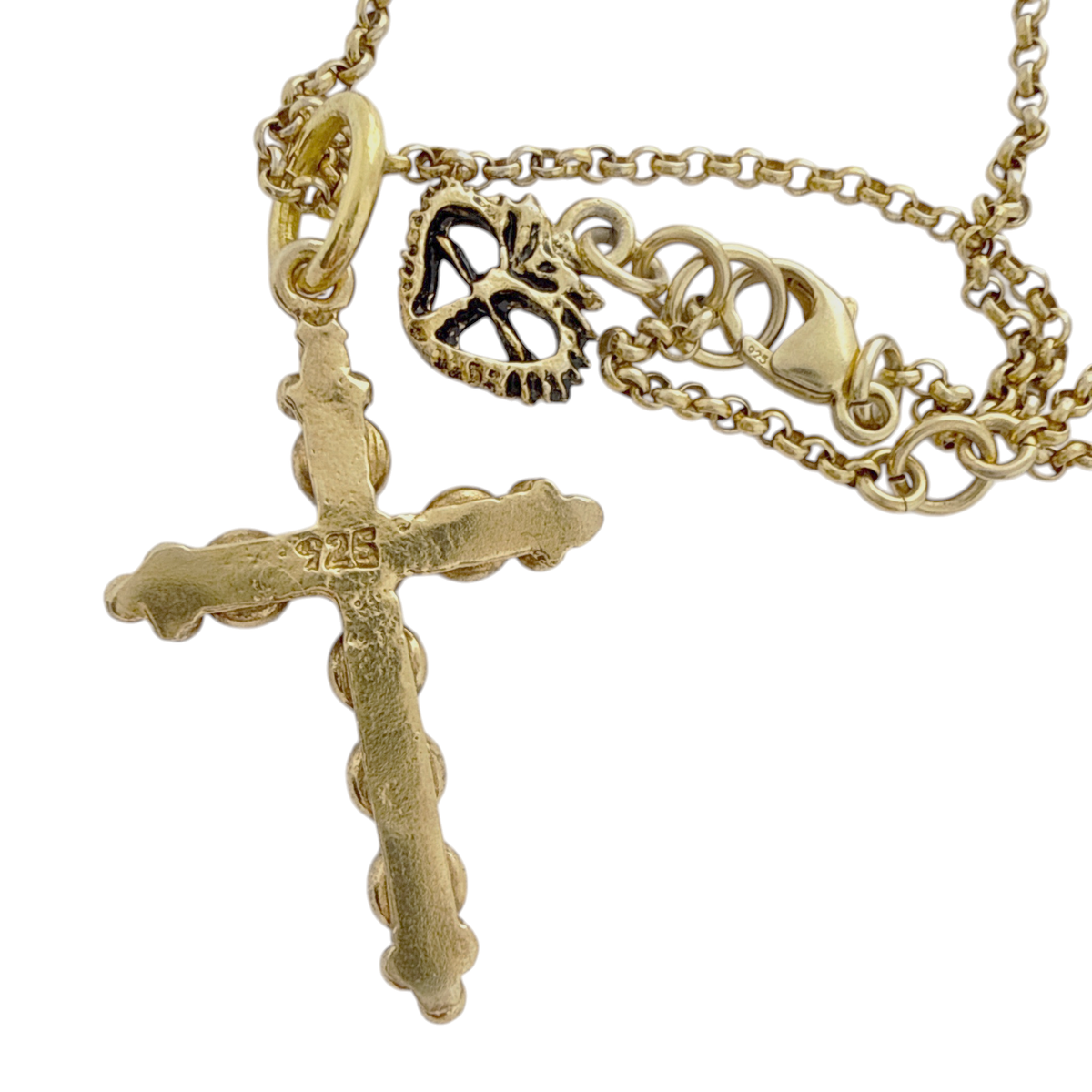 VIRGINS SAINTS & ANGELS VSA Madonna Cross Necklace 16" in Pacific Opal & Gold