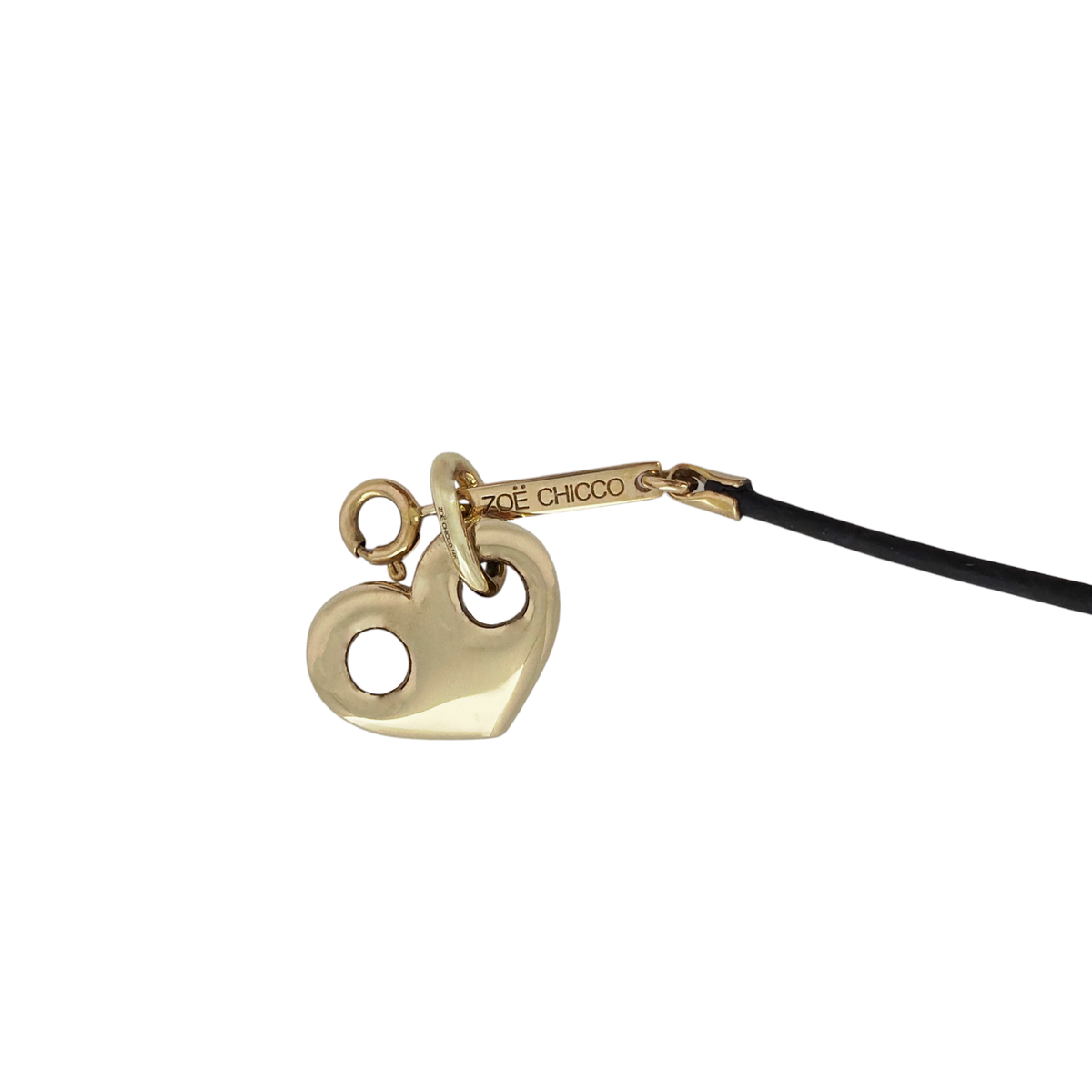 ZOE CHICCO 14k Gold Large Mariner Heart Leather Cord Necklace