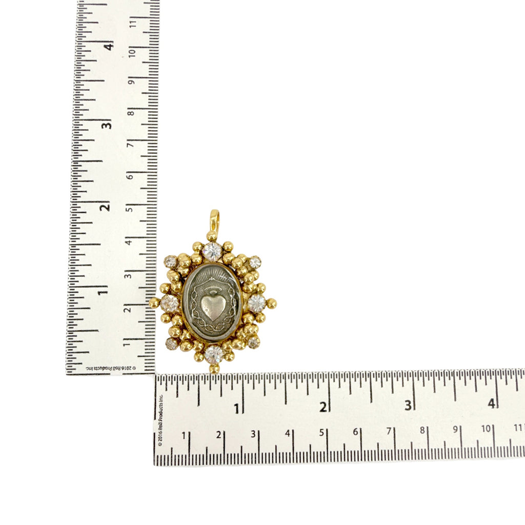 VIRGINS SAINTS & ANGELS VSA Medallion Oval Cloister Sacred Heart in Gold