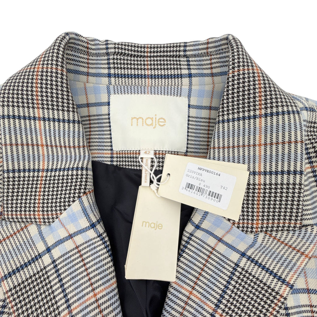 MAJE Vika Plaid Button Blazer FR|EU42 | XL