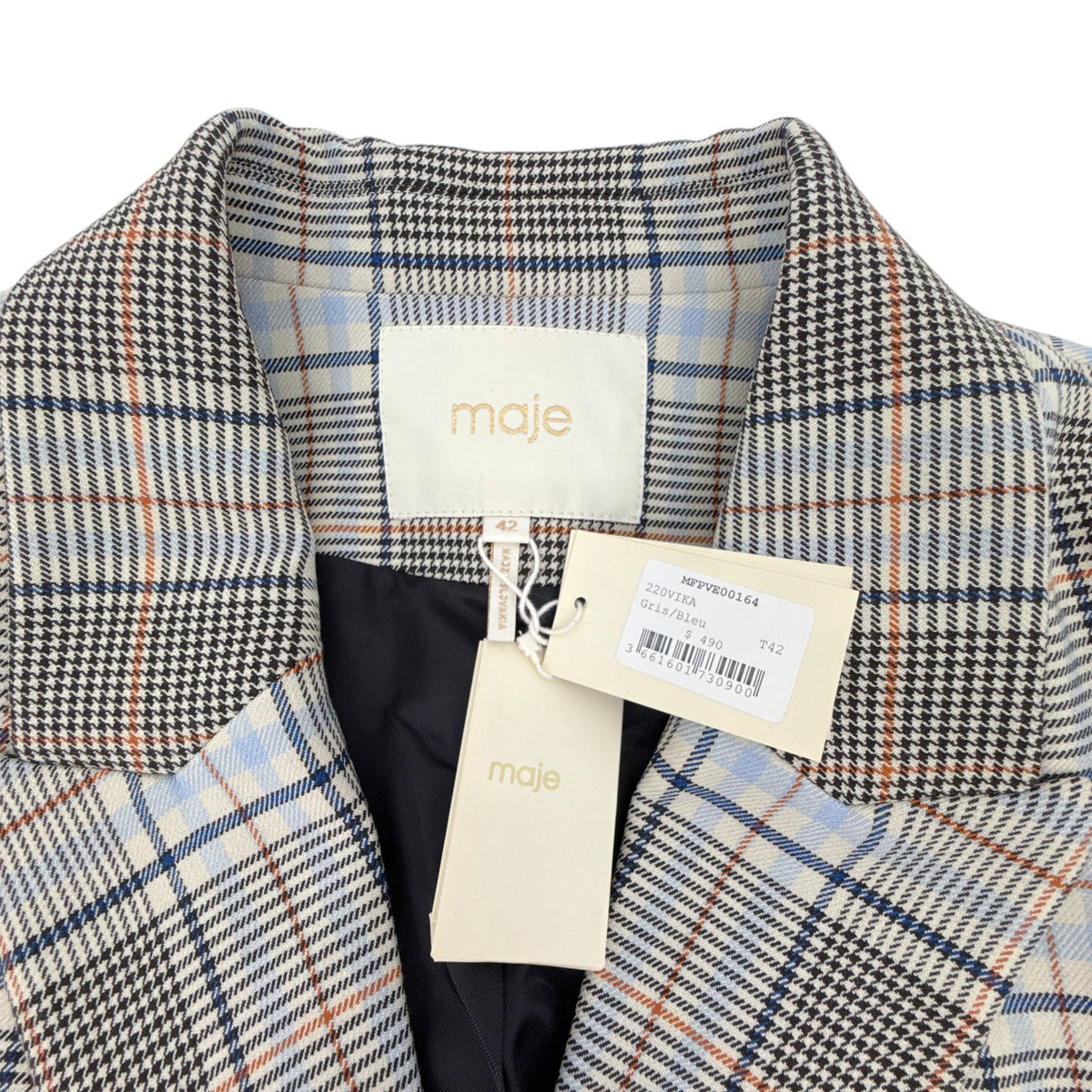 MAJE Vika Plaid Button Blazer FR|EU42 | XL