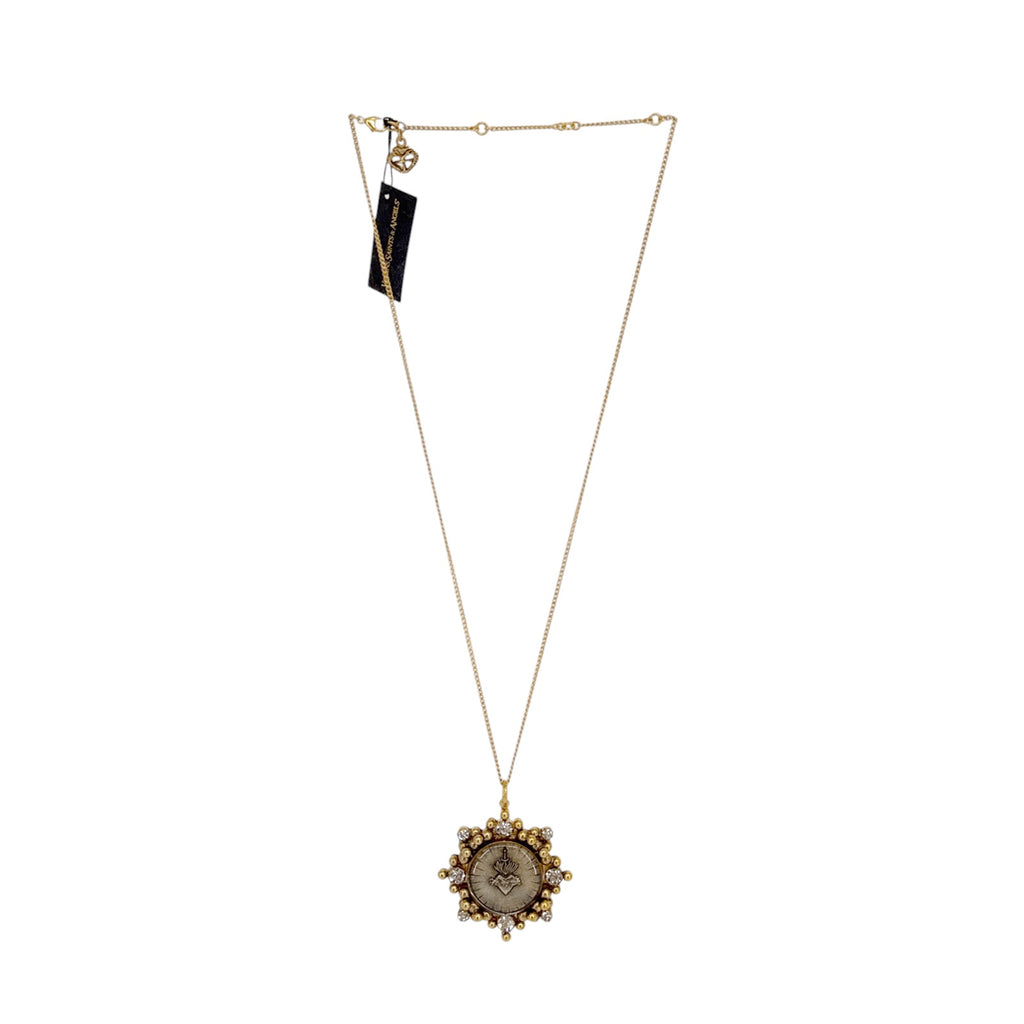 VSA Cloister Sacred Heart Charm Necklace in Gold