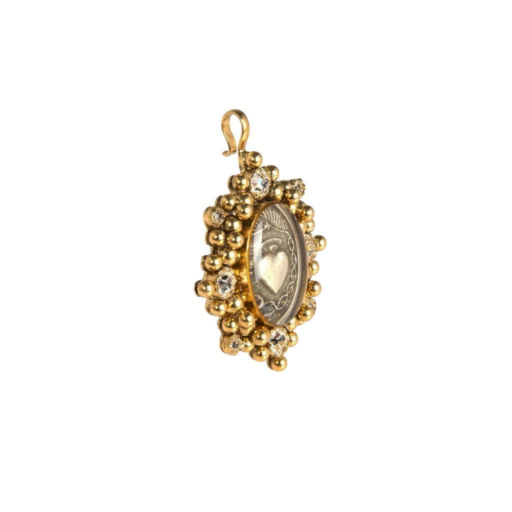 VIRGINS SAINTS & ANGELS VSA Medallion Oval Cloister Sacred Heart in Gold