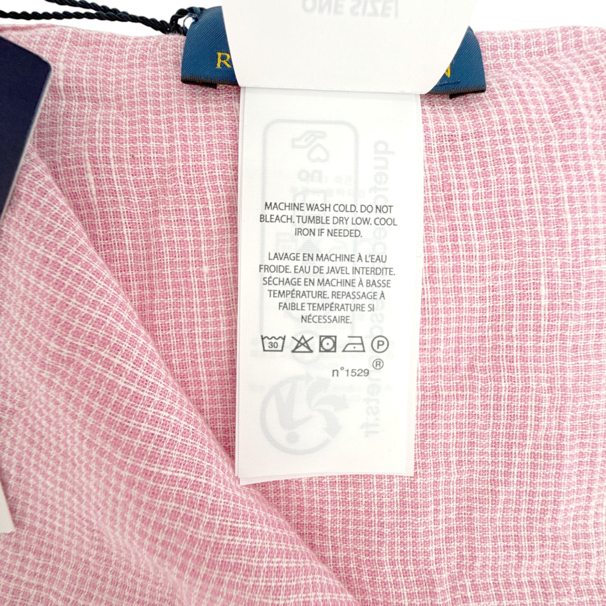 POLO RALPH LAUREN Micro-Houndstooth Linen-Cotton Scarf in Pink &amp; White