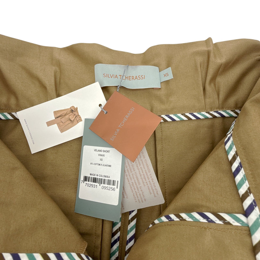 SILVIA TCHERASSI Velano Bow Shorts in Khaki XS