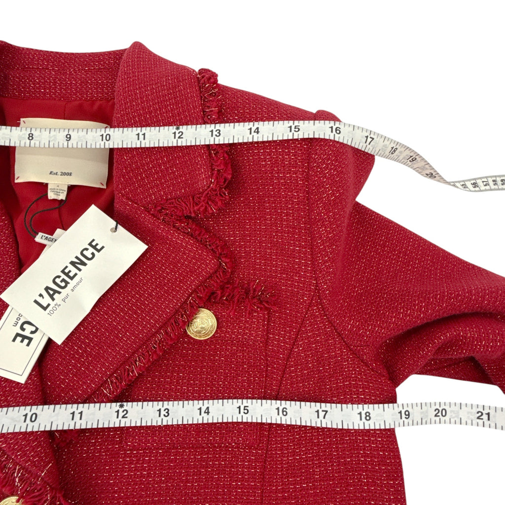 L'AGENCE Sylvia Collared Jacket in Garnet Red &amp; Copper 4