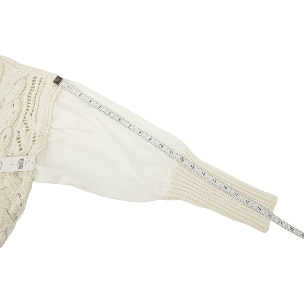 ANTHROPOLOGIE Balloon-Sleeve Twofer Cable-Knit Cardigan Sweater S