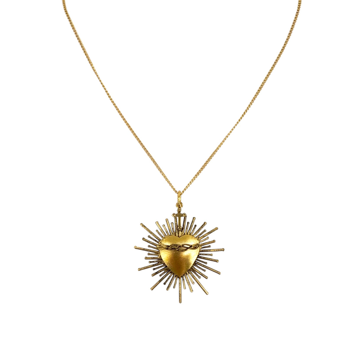 VSA Sacred Flame Charm Necklace in Gold 20"