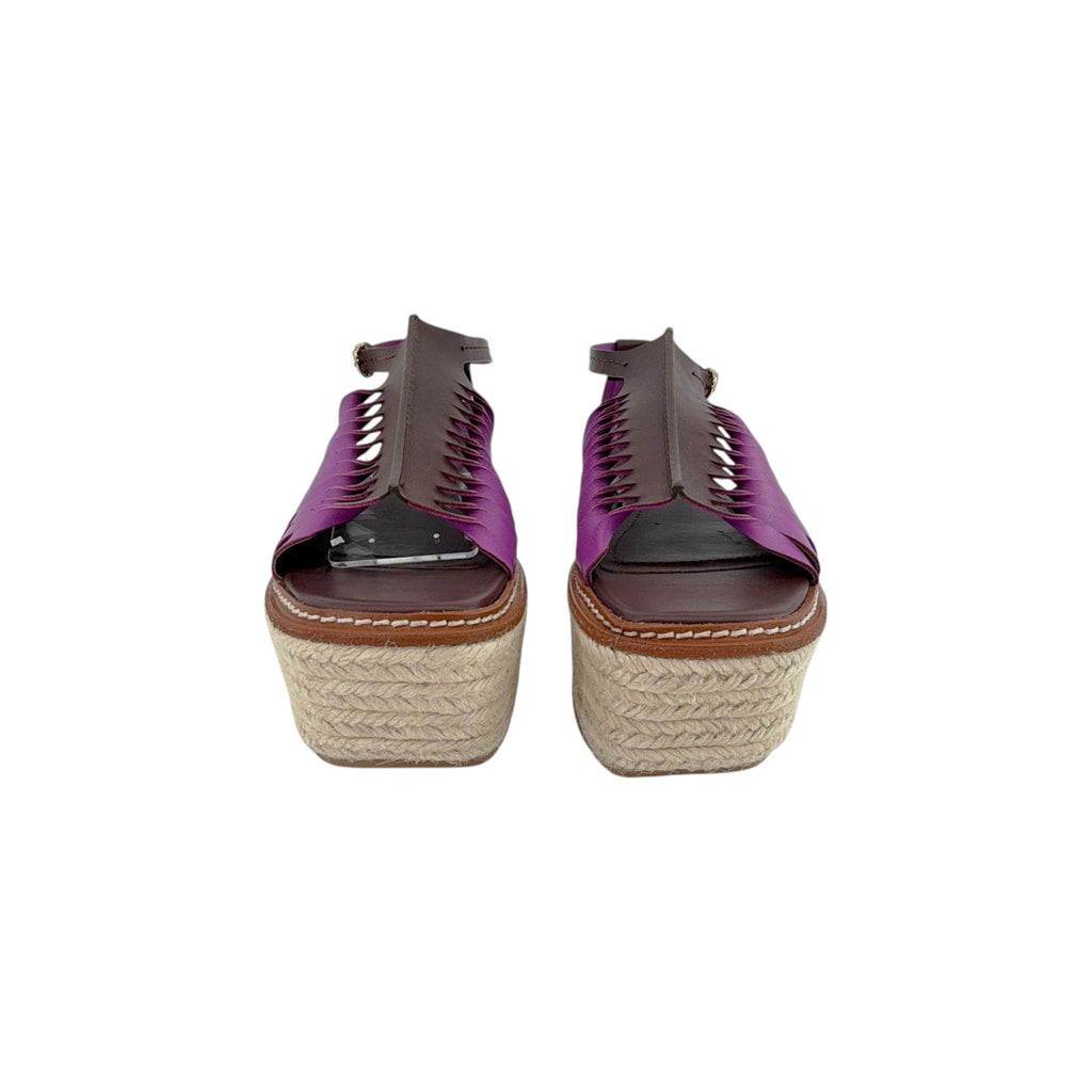 ULLA JOHNSON Valencia Twisted Contrast Flatform Espadrilles In Bitter Chocolate 37