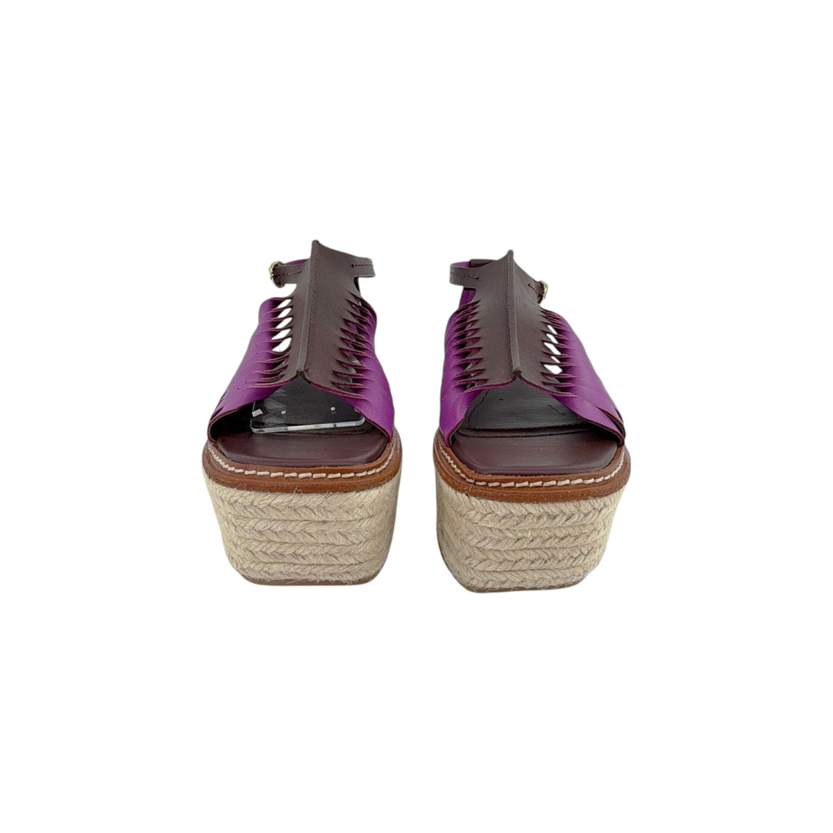 ULLA JOHNSON Valencia Twisted Contrast Flatform Espadrilles In Bitter Chocolate 37