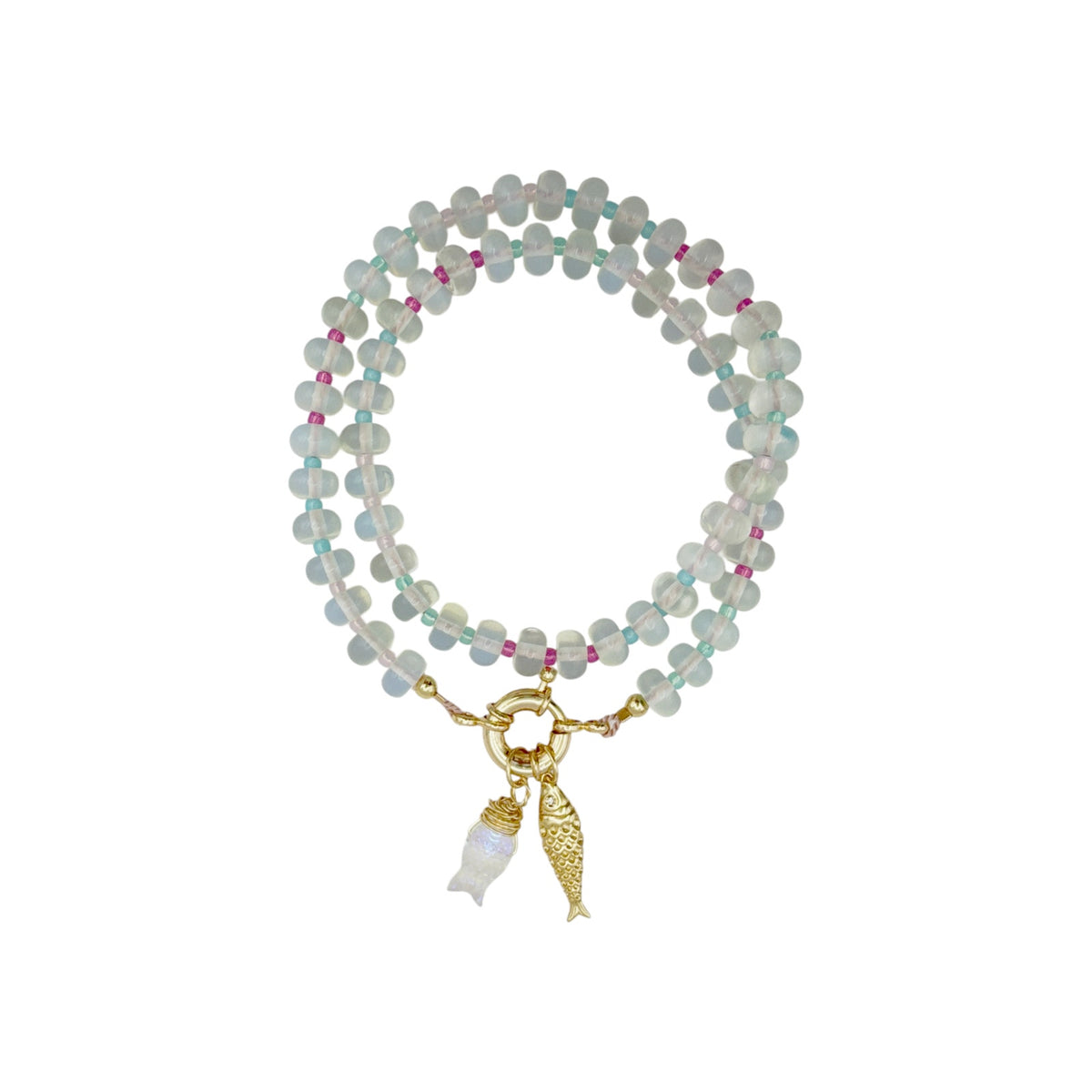 THE SILVER WREN Mirage Stone Candy Fish Necklace in Opalite 18"
