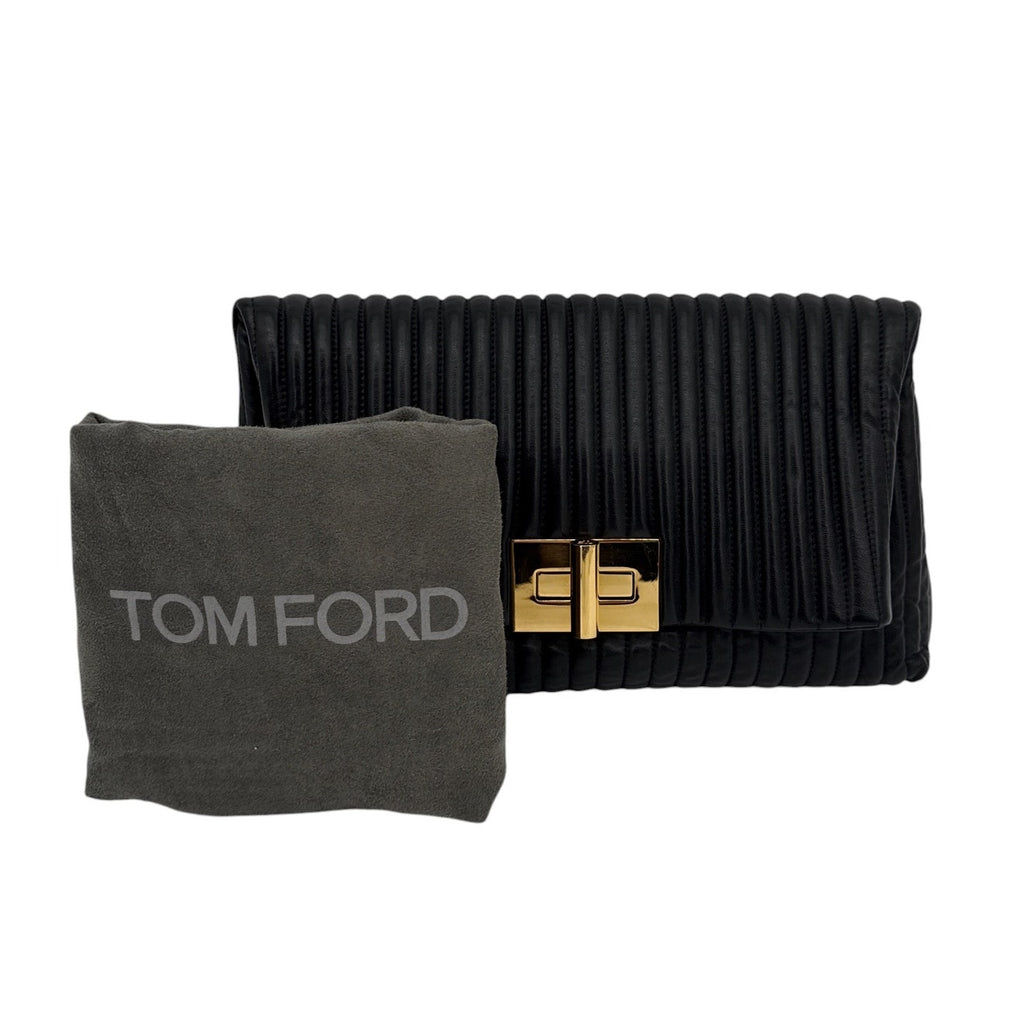 TOM FORD Calfskin Quilted Natalia Clutch in Black
