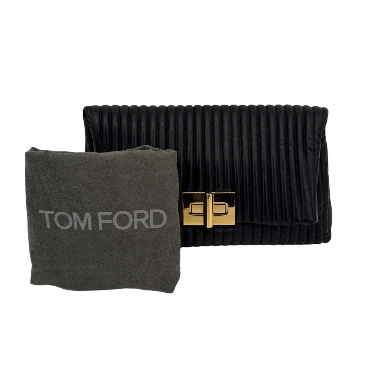 TOM FORD Calfskin Quilted Natalia Clutch in Black