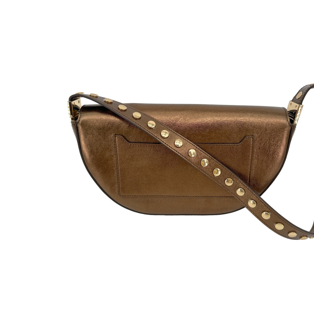 BURBERRY Small Metallic Leather Olympia Shoulder Bag in Bronze