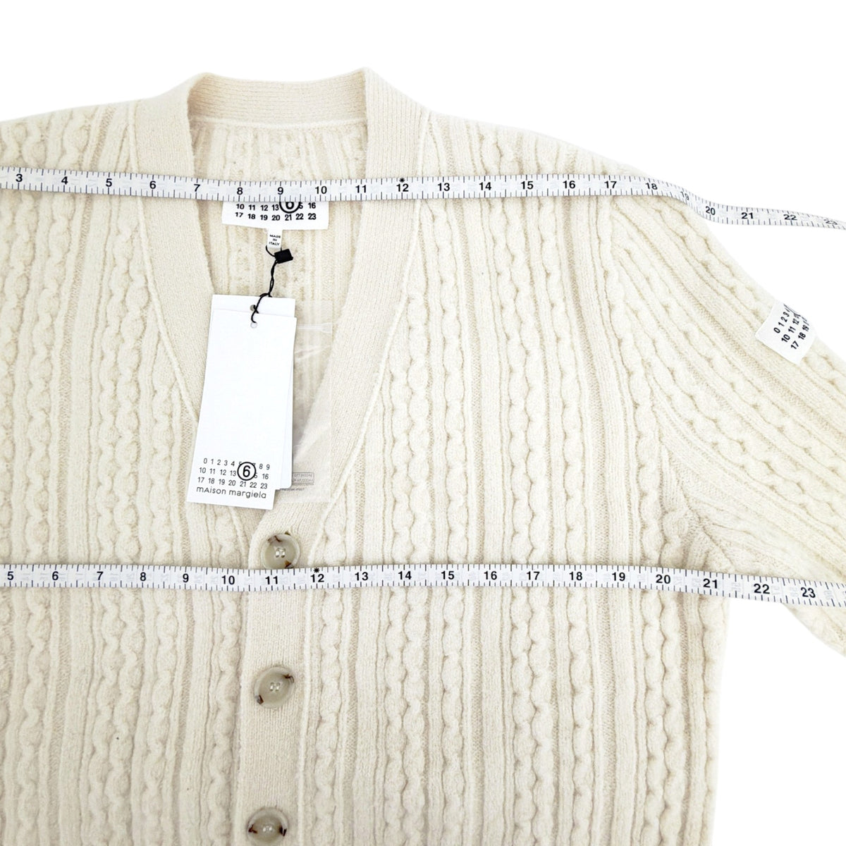 MM6 Maison Margiela Cable Knit Cardigan in Cream S