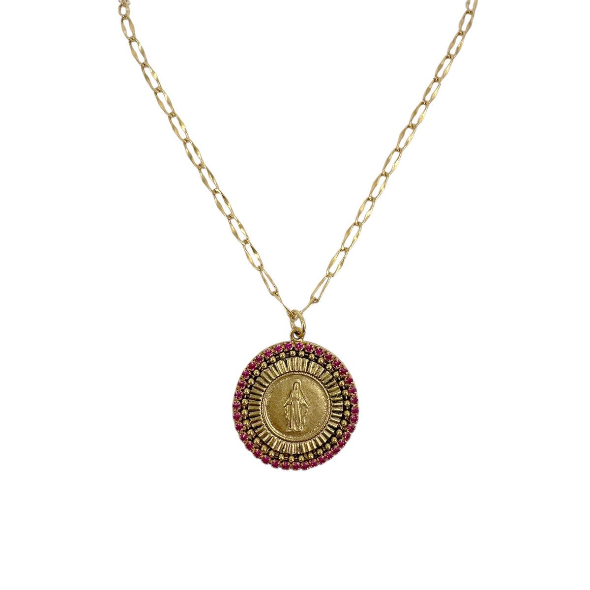 VSA Disco Virgin Charm Necklace Gold & Fuchsia