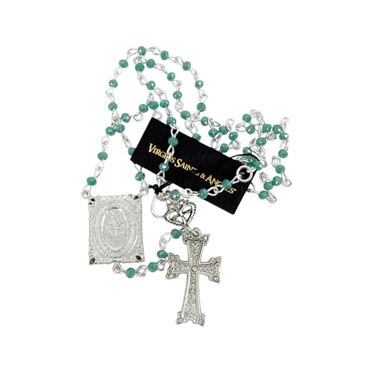 VSA Retablo Guadalupe Rosary Necklace Silver & Turquoise