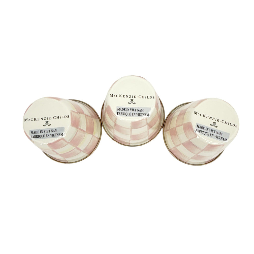 MACKENZIE-CHILDS Herb Pots in Rosy Check Set of 3