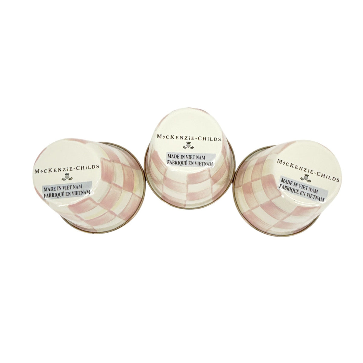 MACKENZIE-CHILDS Herb Pots in Rosy Check Set of 3