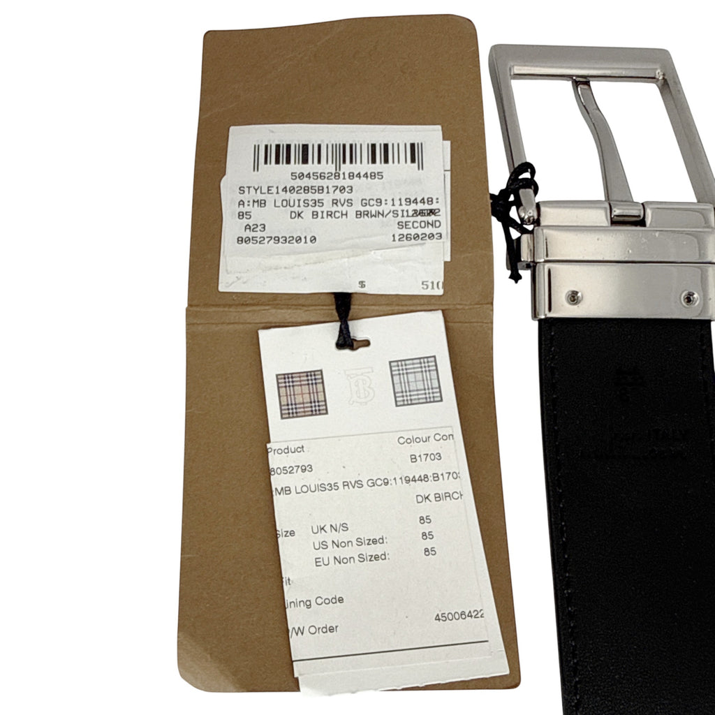 BURBERRY Louis 35mm Reversible Buckle Giant Check E-Canvas Belt 85|34