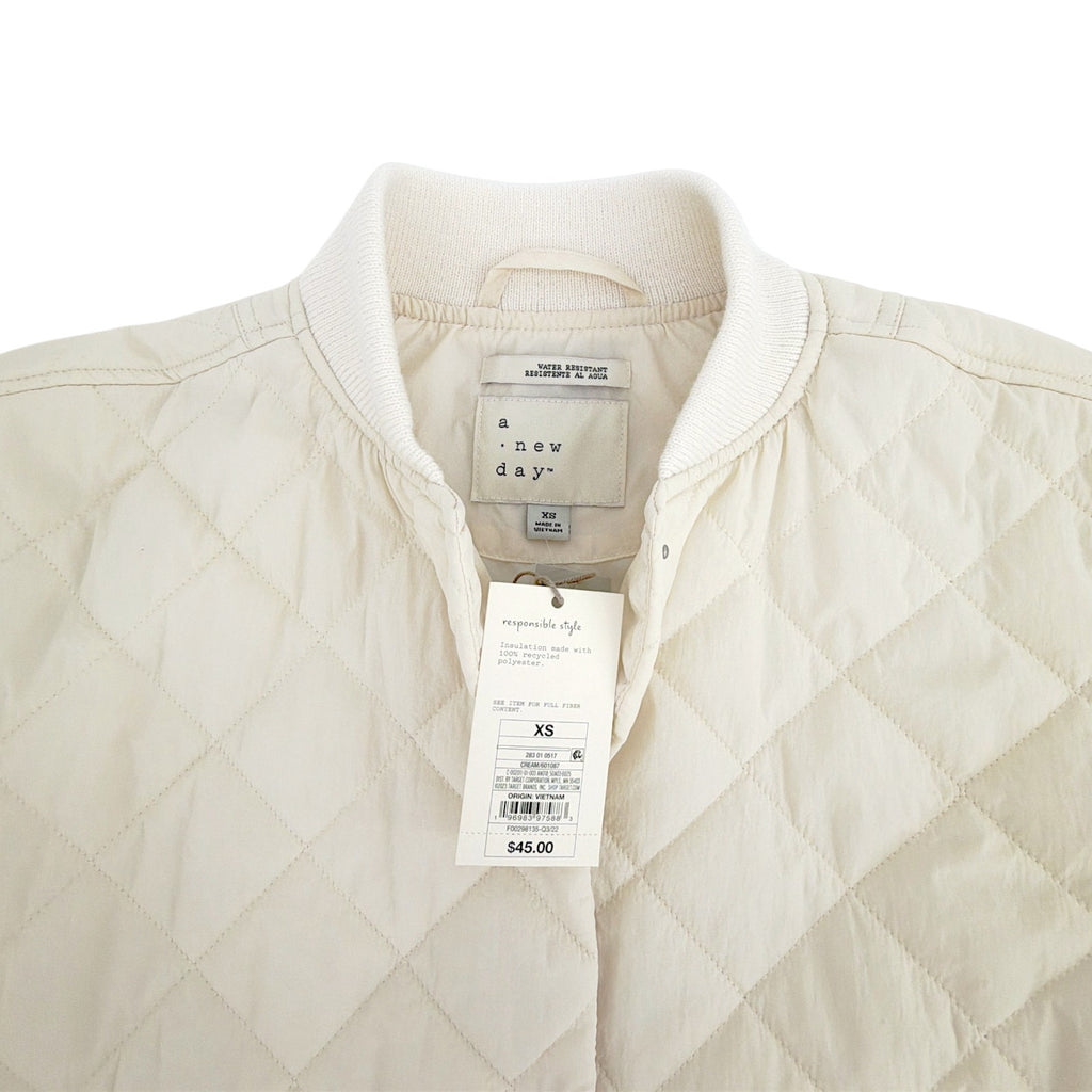 A NEW DAY Water Resistant Quilted Bomber Jacket in Cream XS