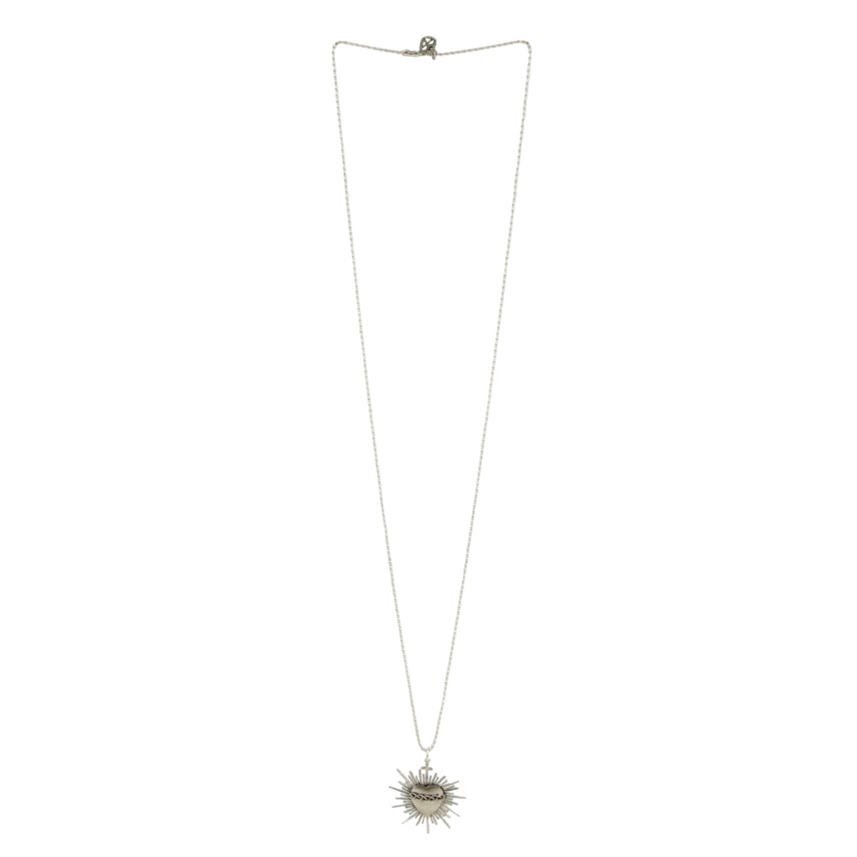 VSA Sacred Flame Charm Necklace Silver 34" Ball Chain